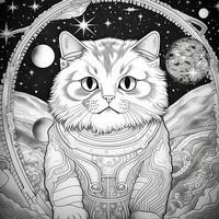 Cosmic Cat Coloring Page photo