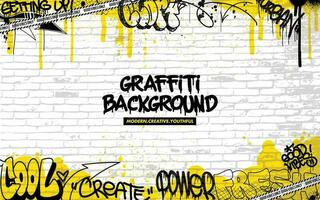 Graffiti background with throw-up and tagging hand-drawn style. Street art graffiti urban theme in vector format.