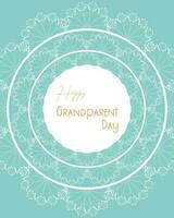 Happy Grandparents day blue card, lace vintage style. vector