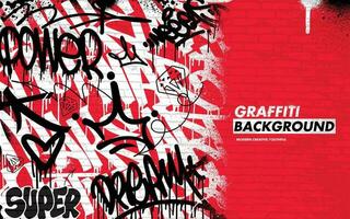 Graffiti background with throw-up and tagging hand-drawn style. Street art graffiti urban theme in vector format.