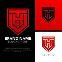 Initials logo, H T V overlapping letters vector