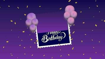 Happy 1st birthday greeting with purple background, happy birthday greeting video