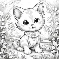 Cute Cat Coloring Pages For Kids photo