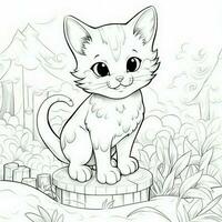 linda gato colorante paginas para niños foto