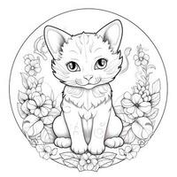 Cute Cat Coloring Pages For Kids photo