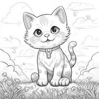 Cute Cat Coloring Pages For Kids photo