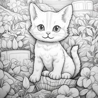 Cute Cat Coloring Pages For Kids photo