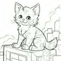 Cute Cat Coloring Pages For Kids photo