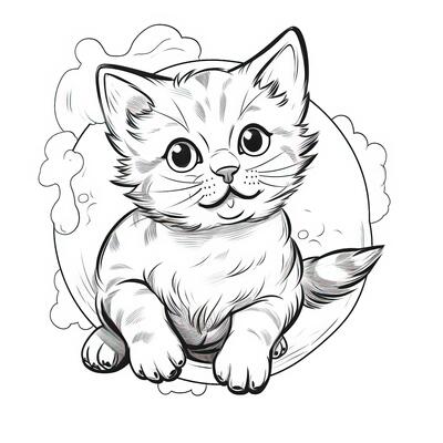 Cute Cat Coloring Page Stock Photos, Images and Backgrounds for Free