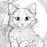 Cute Cat Coloring Pages For Kids photo