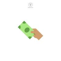 Payment with money. Cash or hand holding money icon symbol vector illustration isolated on white background