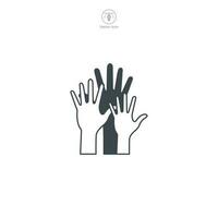 Multiple Hands Raised icon symbol vector illustration isolated on white background