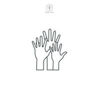 Multiple Hands Raised icon symbol vector illustration isolated on white background