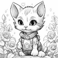 Cute Cat Coloring Pages For Kids photo