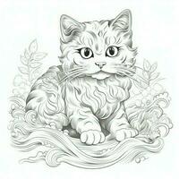 linda gato colorante paginas para niños foto