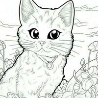 Cute Cat Coloring Pages For Kids photo