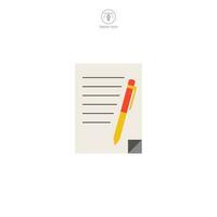 Document with a Pen. contract icon symbol vector illustration isolated on white background