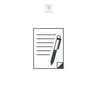 documento con un bolígrafo. contrato icono símbolo vector ilustración aislado en blanco antecedentes