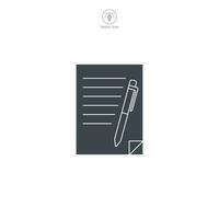 Document with a Pen. contract icon symbol vector illustration isolated on white background