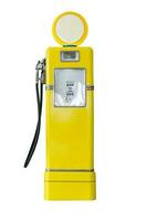 Vintage yellow fuel pump on white photo