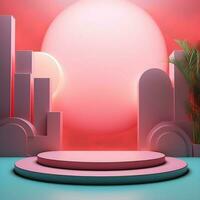 Beautiful 3d Empty podium mockup, Realistic podium render for product ,Generative AI photo