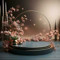 Beautiful 3d Empty podium mockup , Realistic podium render for product ,Generative AI photo