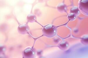 molecule inside bubble on soft background, concept skin care cosmetics solution. 3d rendering. AI Generative photo