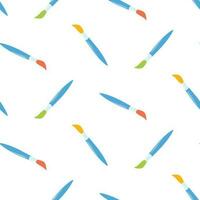 Seamless pattern of hand drawn school art brushes on isolated background. Art education design for back to school print, scrapbooking, textile, home and nursery decor, paper craft. vector