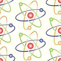 Seamless pattern of hand drawn atom molecular model on isolated background. Design for back to school prints, scrapbooking, textile, home and nursery decor, paper craft. vector