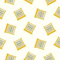 Seamless pattern of hand drawn colourful wooden abacus on isolated background. Design for back to school prints, scrapbooking, textile, home and nursery decor, paper craft. vector
