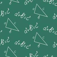 Seamless pattern of hand drawn geometry formula. Pythagoras theorem. Design school decoration, back to school celebration, scrapbooking, textile, home decor, nursery decoration, paper craft. vector