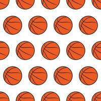 Seamless pattern of hand drawn basketballs on isolated background. Design for back to school print, scrapbooking, textile, home and nursery decor, paper craft. vector