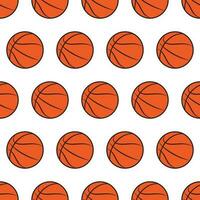 Seamless pattern of hand drawn basketballs on isolated background. Design for back to school print, scrapbooking, textile, home and nursery decor, paper craft. vector