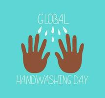 World handwashing day. Black man's hands. Human hands, tap water, pouring water. Washing hands. Calligraphy text. Written by hand. Vector illustration.