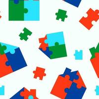 Multi-colored house . Pattern with puzzles. Construction, real estate. Seamless, vector background.