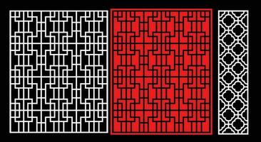 Decorative wall panels set Jali design CNC pattern, laser cutting pattern, router CNCcutting. vector