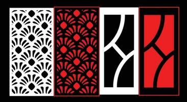 Decorative wall panels set Jali design CNC pattern, laser cutting pattern, router CNCcutting. vector