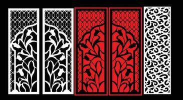 Decorative wall panels set Jali design CNC pattern, laser cutting pattern, router CNCcutting. vector