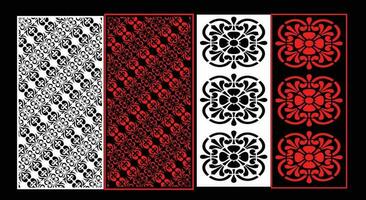 Decorative wall panels set Jali design CNC pattern, laser cutting pattern, router CNCcutting. vector
