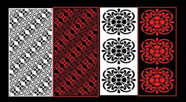 Decorative wall panels set Jali design CNC pattern, laser cutting pattern, router CNCcutting. vector