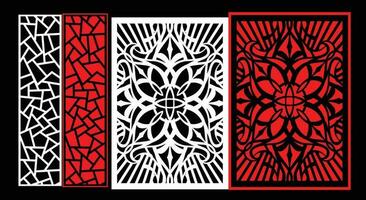 Decorative wall panels set Jali design CNC pattern, laser cutting pattern, router CNCcutting. vector