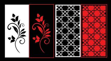 Decorative wall panels set Jali design CNC pattern, laser cutting pattern, router CNCcutting. vector