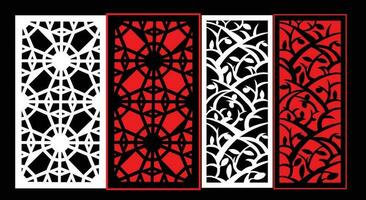 Decorative wall panels set Jali design CNC pattern, laser cutting pattern, router CNCcutting. vector