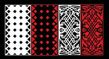 Decorative wall panels set Jali design CNC pattern, laser cutting pattern, router CNCcutting. vector