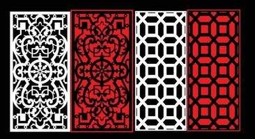 Decorative wall panels set Jali design CNC pattern, laser cutting pattern, router CNCcutting. vector