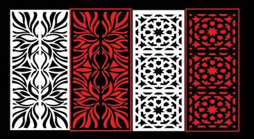 Decorative wall panels set Jali design CNC pattern, laser cutting pattern, router CNCcutting. vector