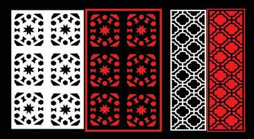 Decorative wall panels set Jali design CNC pattern, laser cutting pattern, router CNCcutting. vector
