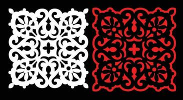 Decorative wall panels set Jali design CNC pattern, laser cutting pattern, router CNCcutting. vector