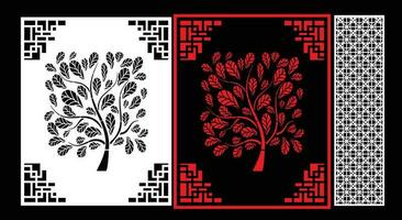 Decorative wall panels set Jali design CNC pattern, laser cutting pattern, router CNCcutting. vector