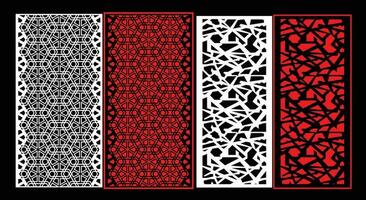 Decorative wall panels set Jali design CNC pattern, laser cutting pattern, router CNCcutting. vector